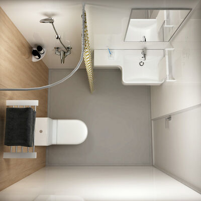 lavabo en SMC sur mesure en forme de P, lavabo de salle de bain en SMC moulé monobloc
